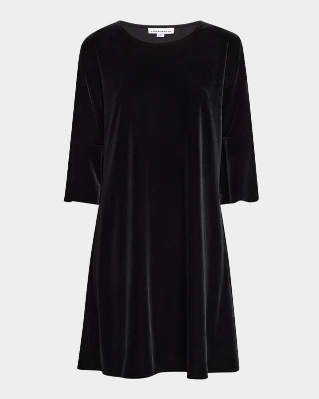 Bella Stretch Velvet Bell-Sleeve Midi Dress